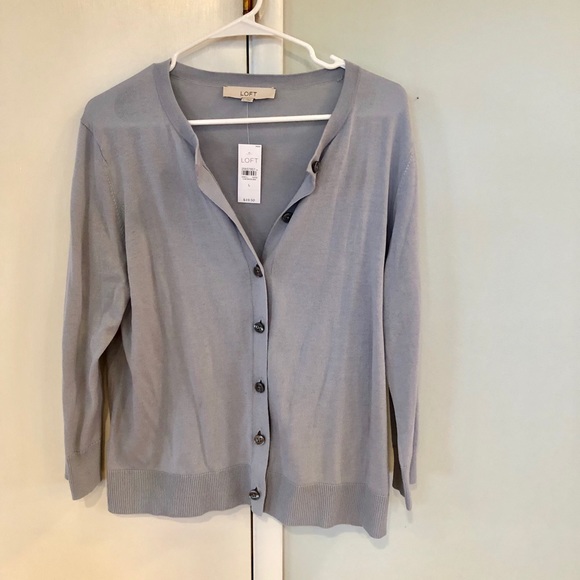 LOFT Sweaters - LOFT Signature Cardigan lt. blue/gray size L